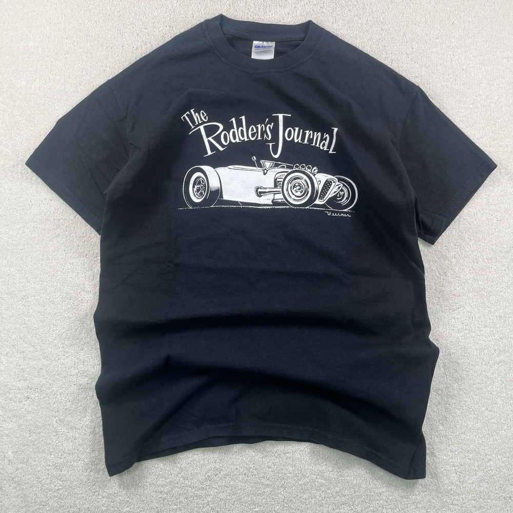 Vintage The Rodders Journal T-Shirt Mens Med Black Car Magazine Hot Rods
